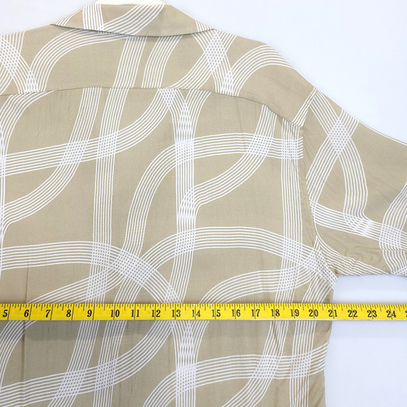 Tailored Athlete Button Up Shirt Curve Stripe Men XXL Tan White Short Sleeve - Picture 5 of 11